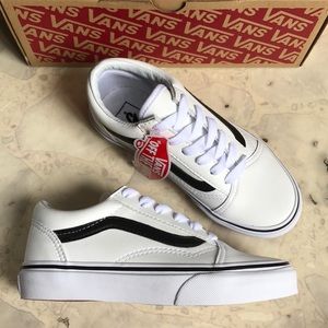 kids white leather vans